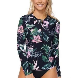 Island Escape Womens San Joaquin Floral-Printed Rash Guard Size L